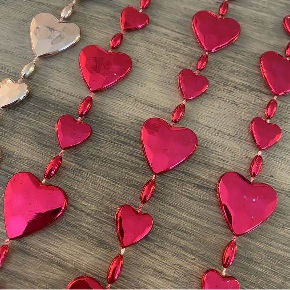 9 Strands Miniature Valentine’s  Day Garland, Fuchsia, Pink & Silver Each 33” - Picture 2 of 7